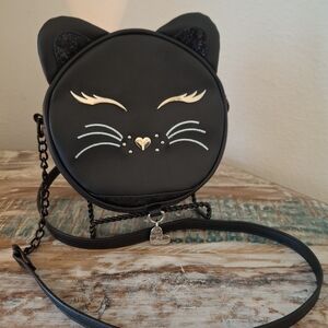 NWT Betsey Johnson Kitsch XOKITTY Black Cat Crossbody Bag Black (7.5 in. Wide)